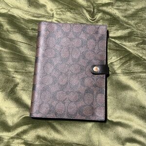Coach Brown Leather Patterned Notebook